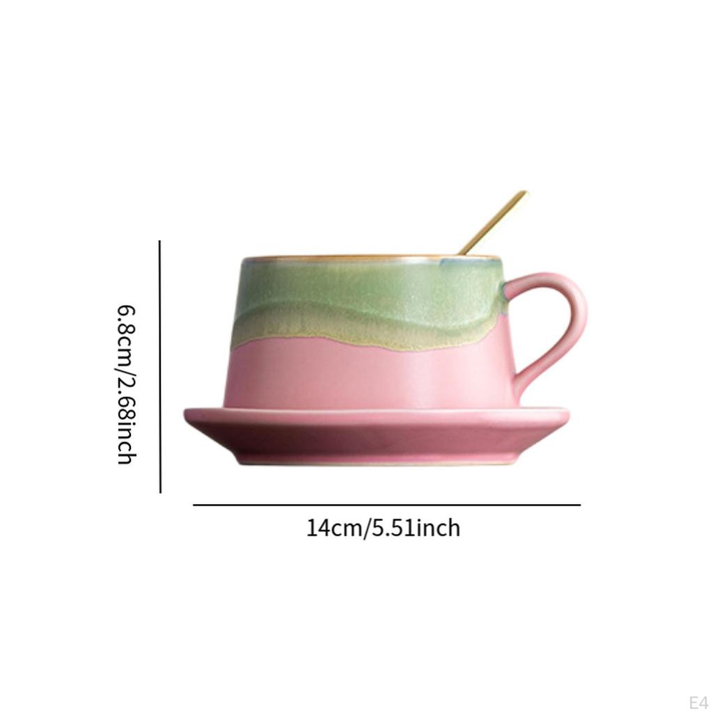 Ceramic Coffee Mug Cup Drinkware Home Decoration with Spoon Pottery Gifts