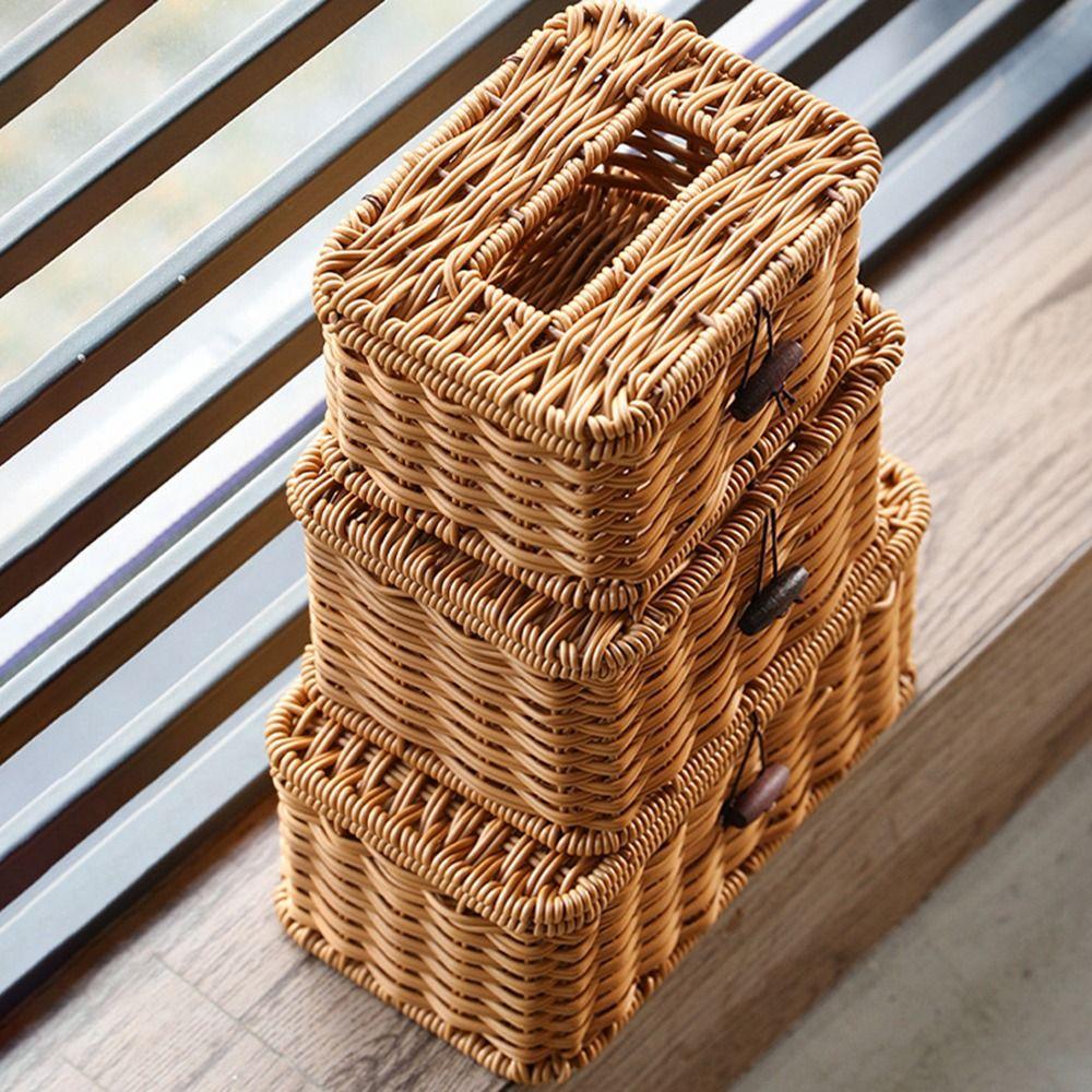 Vintage Napkin Holder Handmade Tissue Paper Holder Durable Woven Tissue Box  Household Storage