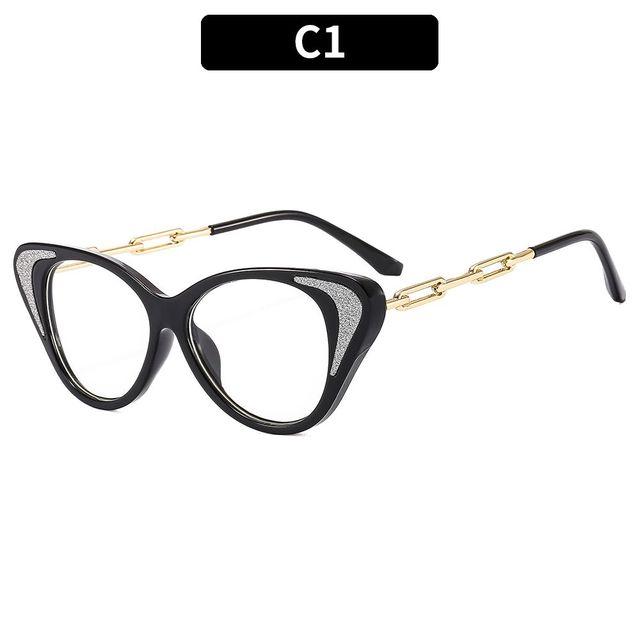 Anti-blått lysmetall Komfortabel farge Cat Eye Brilleinnfatning Dame Vintage Spring Hinge Optisk innfatning Databriller