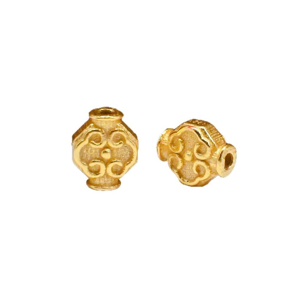 S925 Silver Ancient Gold Four-Leaf Clover Spacer Beads for DIY Jewelry: Bracelet & Necklace Craft Accessories.