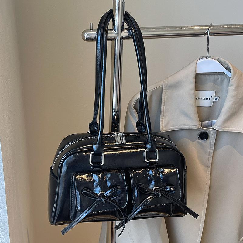 2025 new French ballet style bow sweet cool underarm Boston bag large capacity casual temperament shoulder bag