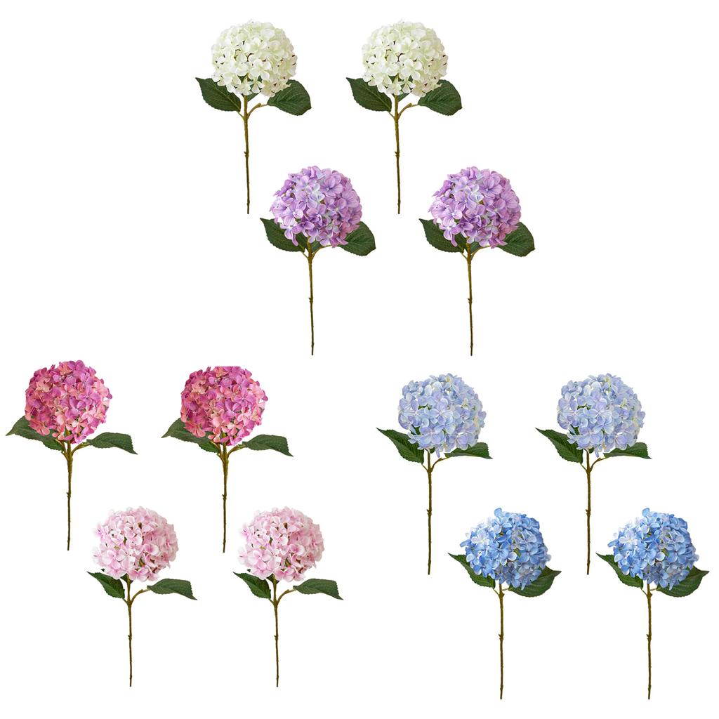 4PCS Artificial Hydrangea Flowers Simulation 3D Printing Decorative Hydrangea Branches for Home Wedding