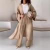 Conjunto de Cárdigan Largo Beige para Mujer y Pantalones de Pierna Ancha