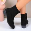 Women's Thick Heel Cotton Boots Winter New Round Head Suede Side Zipper Anti-slip Wear-resistant Short Boots