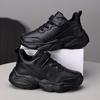 Kids' Lightweight Soft Sole Running Shoes - New Spring Leather Surface Black Casual Sneakers for Boys