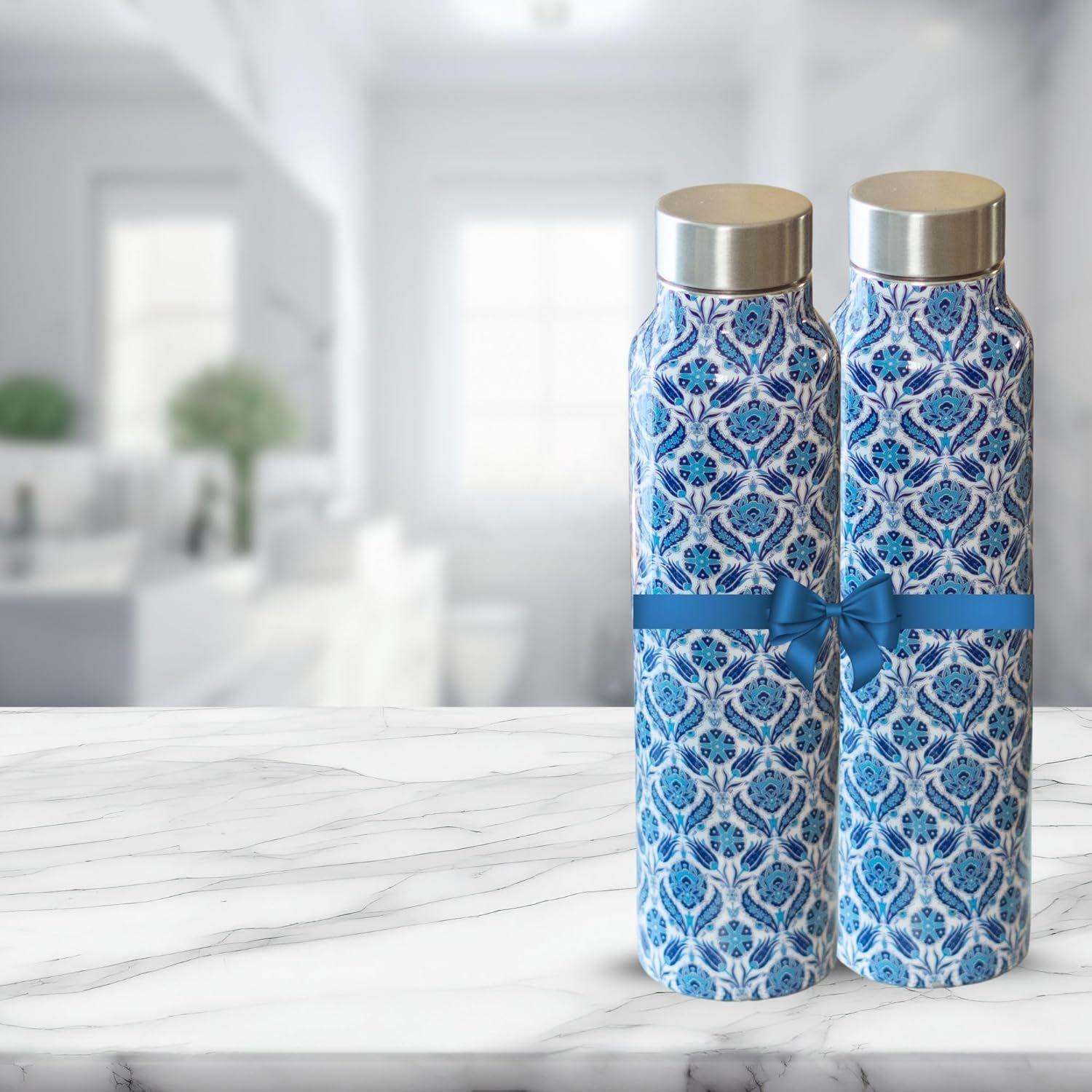 

Бутылка для воды из нержавеющей стали | Для школы, офиса, дома, спортзала | бутылка, которую можно ставить в холодильник | модный набор бутылок 1000 мл | Упаковка из 2 штук