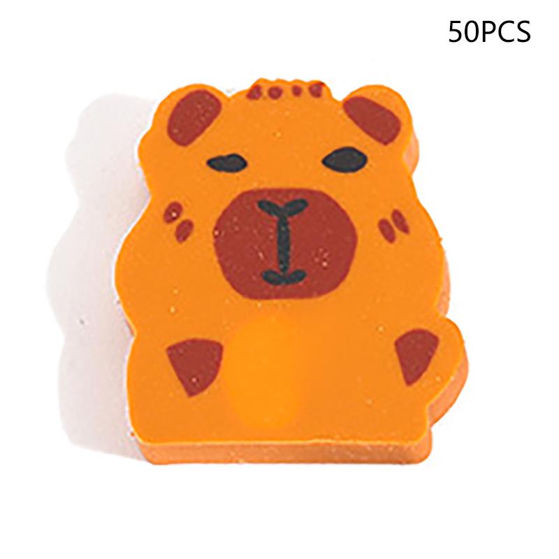 

50 шт. Мультяшные ластики для карандашей в виде животных, Креативные милые ластики-капибары, Кавайные офисные принадлежности, Студенческие канцелярские товары, Подарки A1