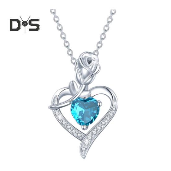 Colier cu pandantiv dragoste Colier din aliaj pentru femei Pandantiv cu design de trandafir în formă de inimă Bijuterii pentru mama soție Cadou de aniversare Ziua mamei