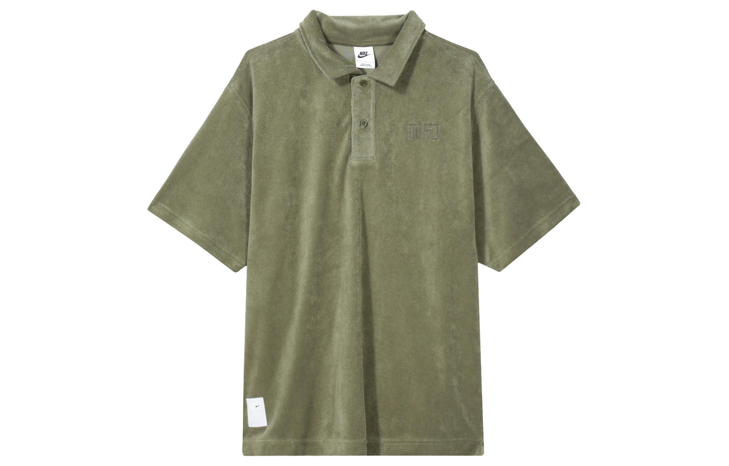 Nike Polo Shirts Men s Medium Olive Green Polo Collar Moderate Straight Fit FN0465-222 M