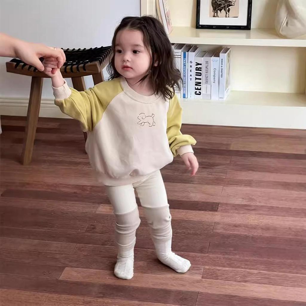 Korean Style Girls' Two-Piece Autumn Sweatshirt & Leggings Set