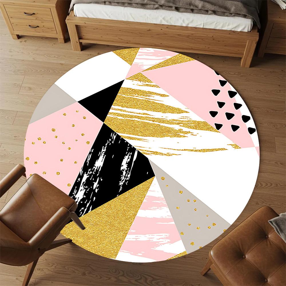 1pc Geometric Circle Round Chair Mat Area Rug - Non-Slip, Floor Mat for Office, Bedroom, and Indoor Decor C1125584