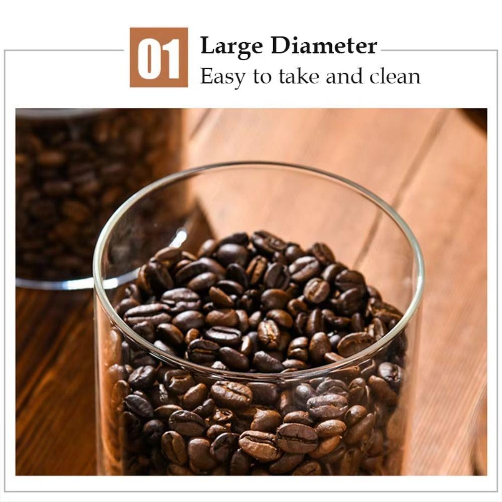 Wood Handle Glass Storage Jar Moisture-proof Airtight Container Vacuum Sealed Jar Snacks Storage