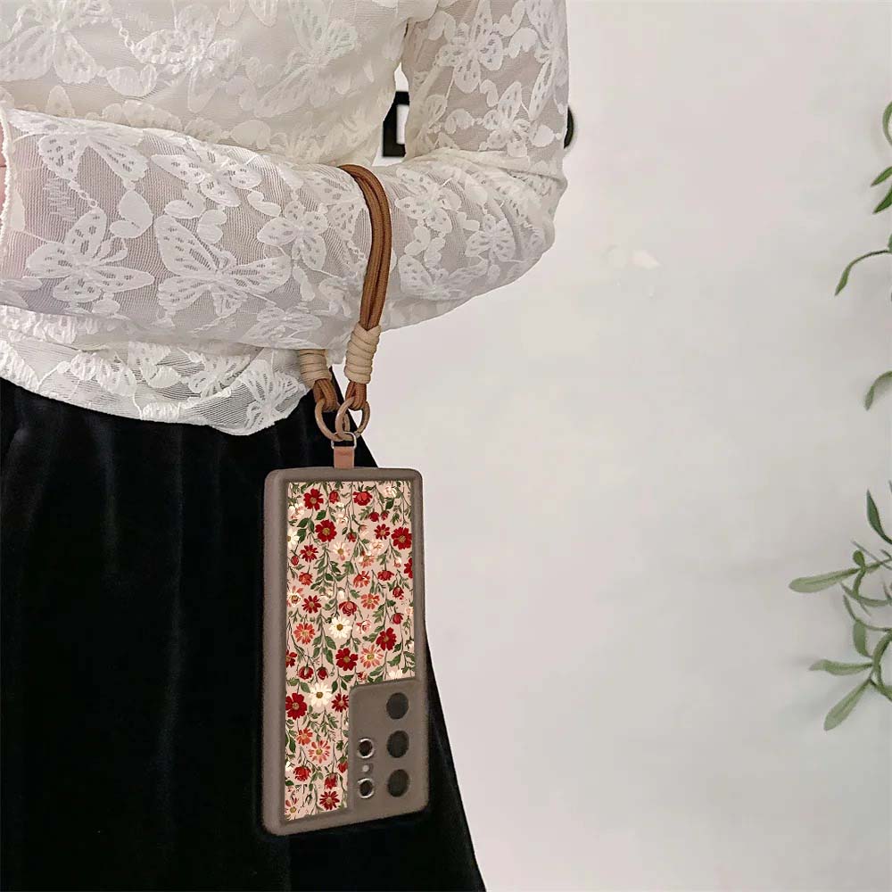 Flowers Wrist Strap Case For Samsung Galaxy S25 S24 S23 Ultra Note 20 Plus S22 S21 S25FE S20FE S24FE S23FE Cover