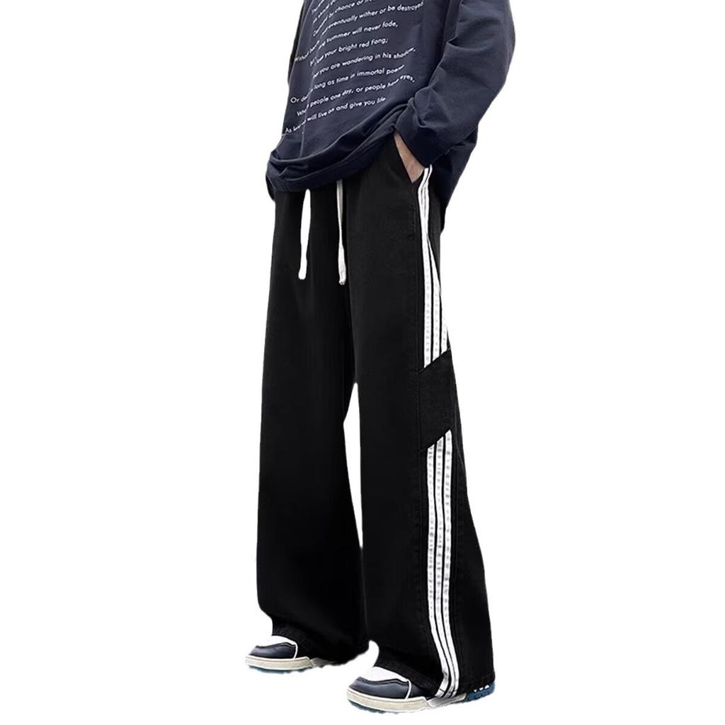 Jeans a righe popolari da uomo americani primavera e autunno 2025 nuovo marchio trendy larghi dritti high street vibe pantaloni
