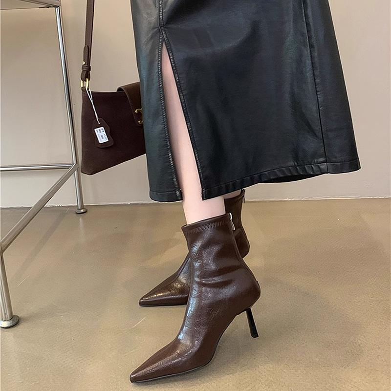 Fashion High Heel Pointed Toe Women Ankle Boots Autumn Winter Ladies Elegant Party Short Botas Zapatos De Mujer