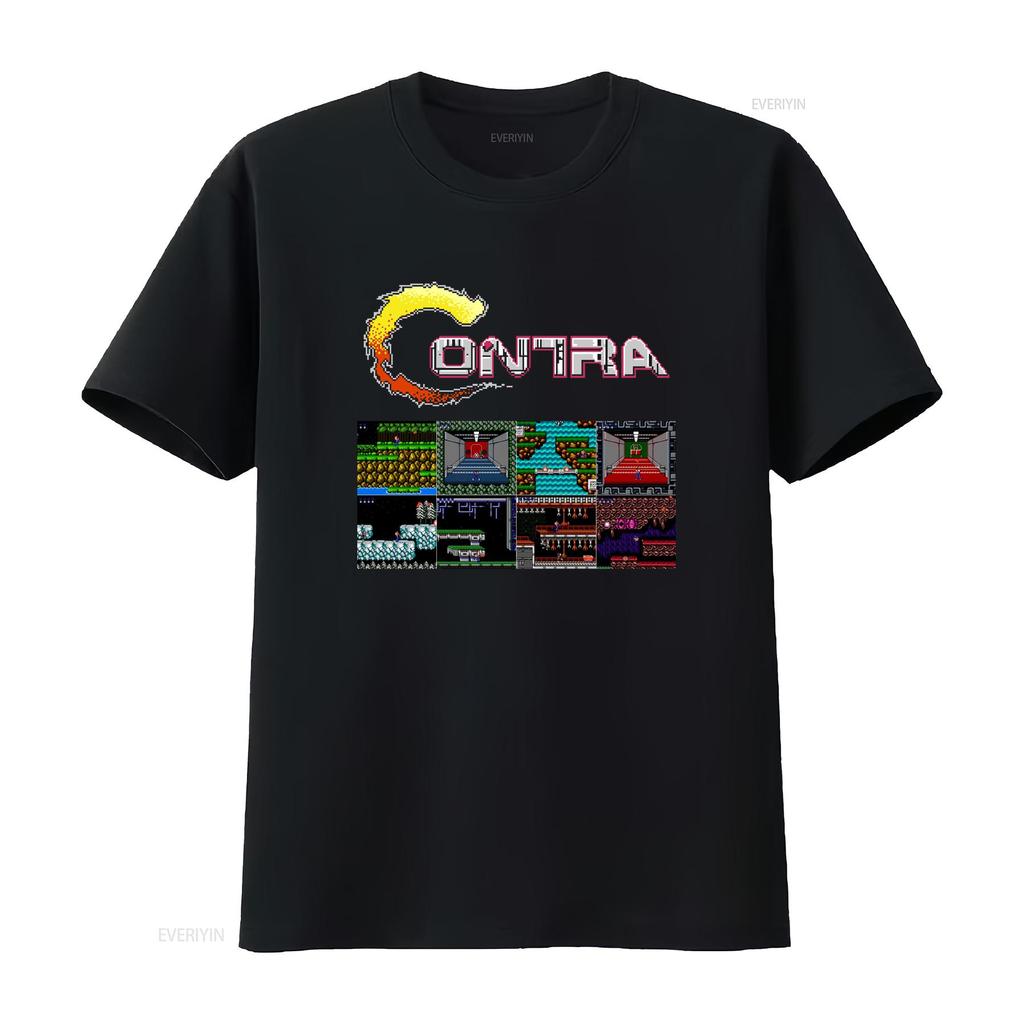 Contra gryzor all stages NES Famicom game 8 bit stage screen T Shirt Arcade classic vintage retro design sizes vintage Washed