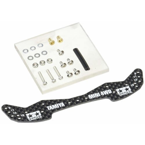 

Tamiya Mini 4WD Grade Up Parts Series No.498 GP.498 HG Carbon Front Wide Stay 1.5mm 15498