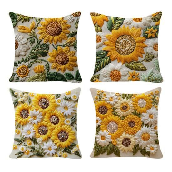 Sunflower Throw Pillow Cover Summer Flowers Cushion Cover Decorative Farmhouse Cushion Case for Home Living Room Couch Bedroom Decor