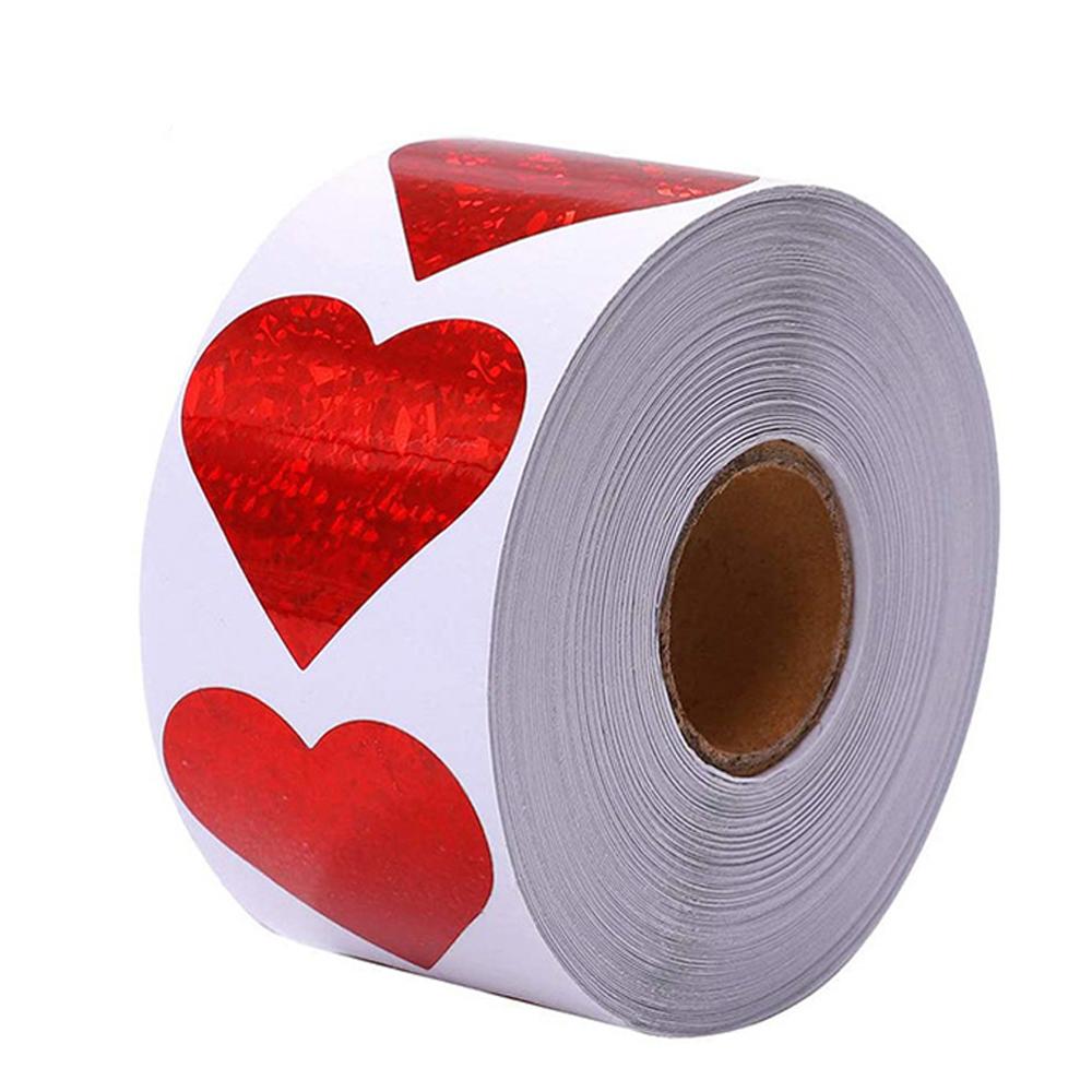 50-500pcs Red Heart Shape Labels Valentine's Day Paper Packaging Sticker Candy Dragee Bag Gift Box Packing Bag Wedding