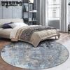 Kruhový koberec Modrošedý Malba tuší Obývací pokoj Ložnice Závěsné křeslo Koš Kruhový koberec