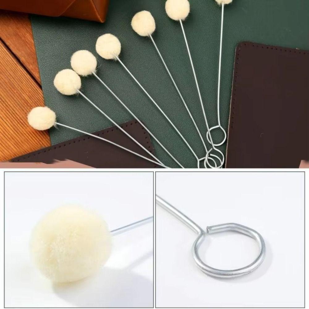 100Pcs DIY Craft Leather Wool Balls Painting Brush Leather Dyeing Applicator  Bowling Shoe Brush