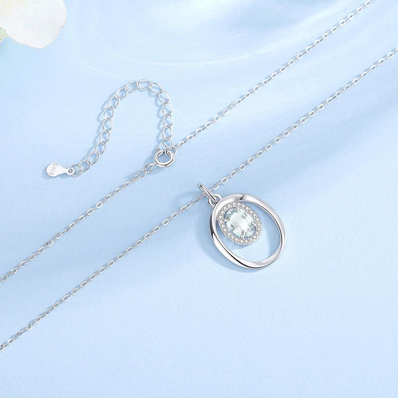 Tichiya S925 Sterling Silver Mobius Topaz Necklace for Women 925 Silver