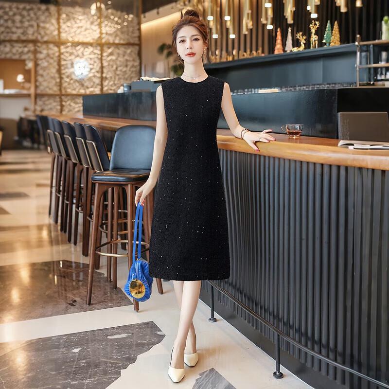 

Элегантное женское миди-платье без рукавов с пайетками Sibaishe S