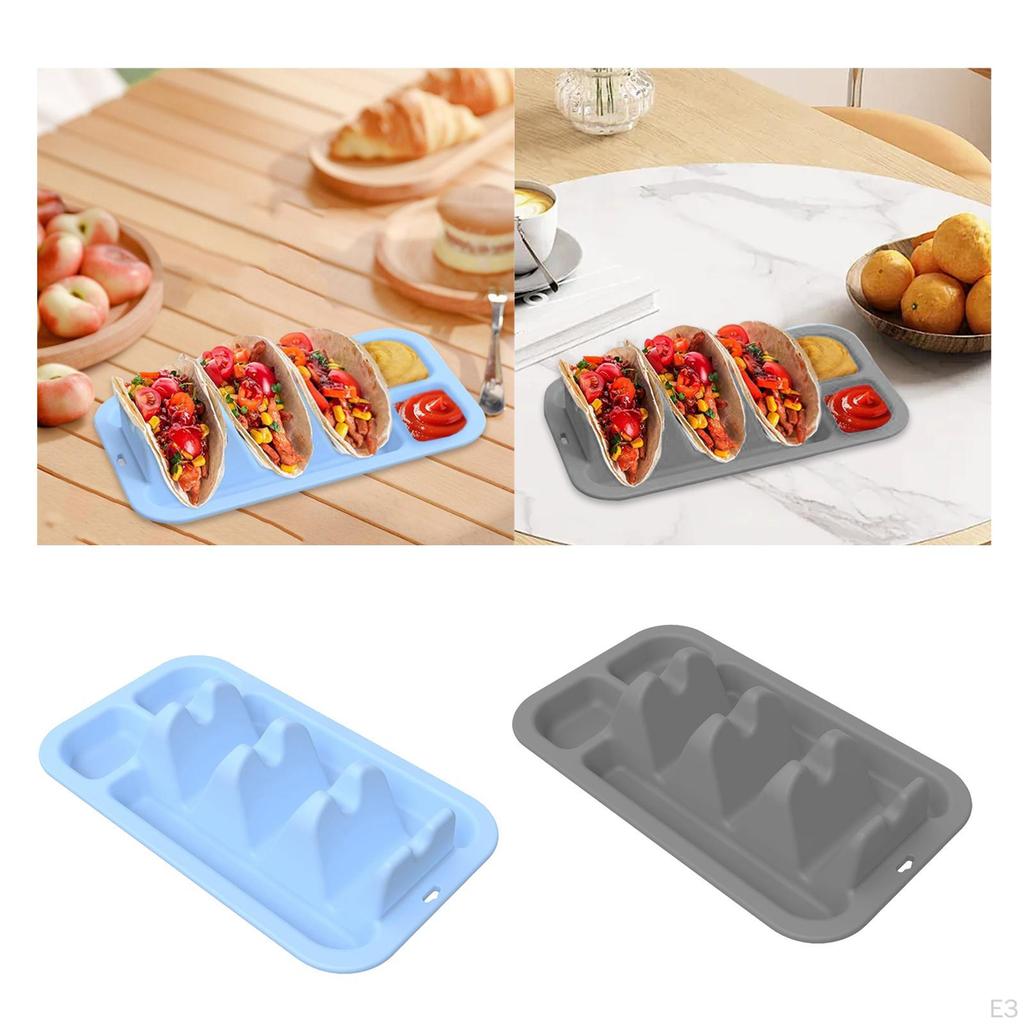 Burrito Holder Stand, Non-Slip Silicone Tray with Dividers for Cafes