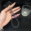 Luxury Colorful Butterfly Crystal Bead Phone Bracelet Strap Charm Chain Knot Cellphone Lanyard Keychain Bag Camera keychain Pend
