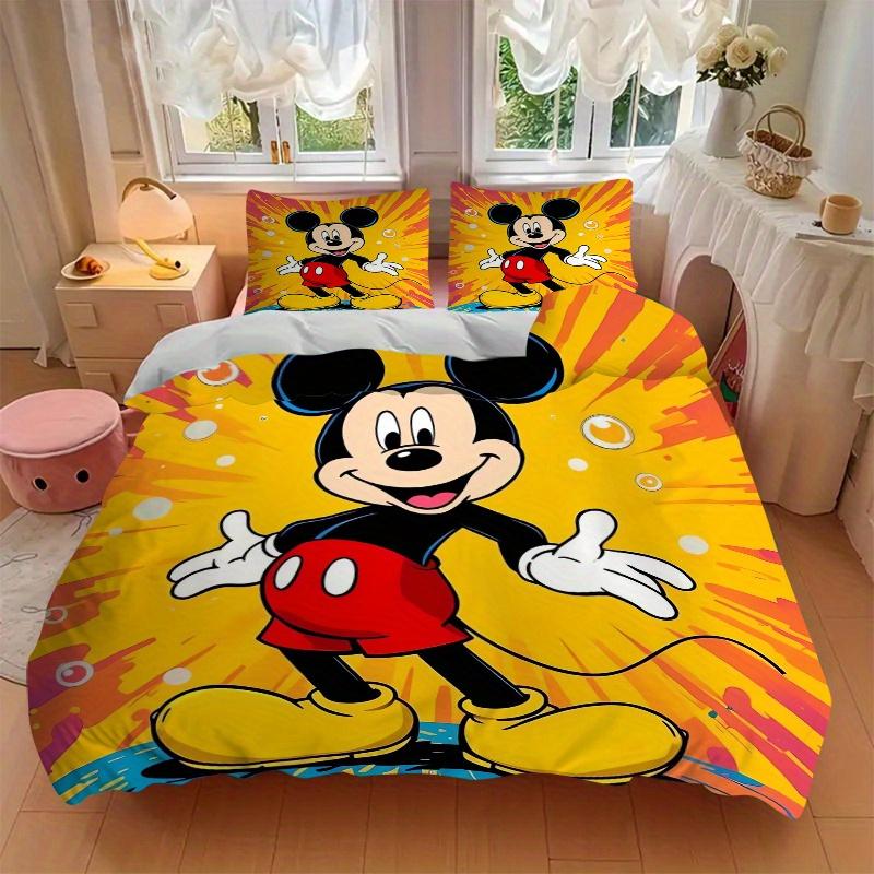 3pcs Lively Mickey Mouse Printed Bedding Set, Soft and Comfortable Quilt Cover for Bedroom, Guest Room (1 Duvet Cover + 2 Pillowcases, Pillow Cor