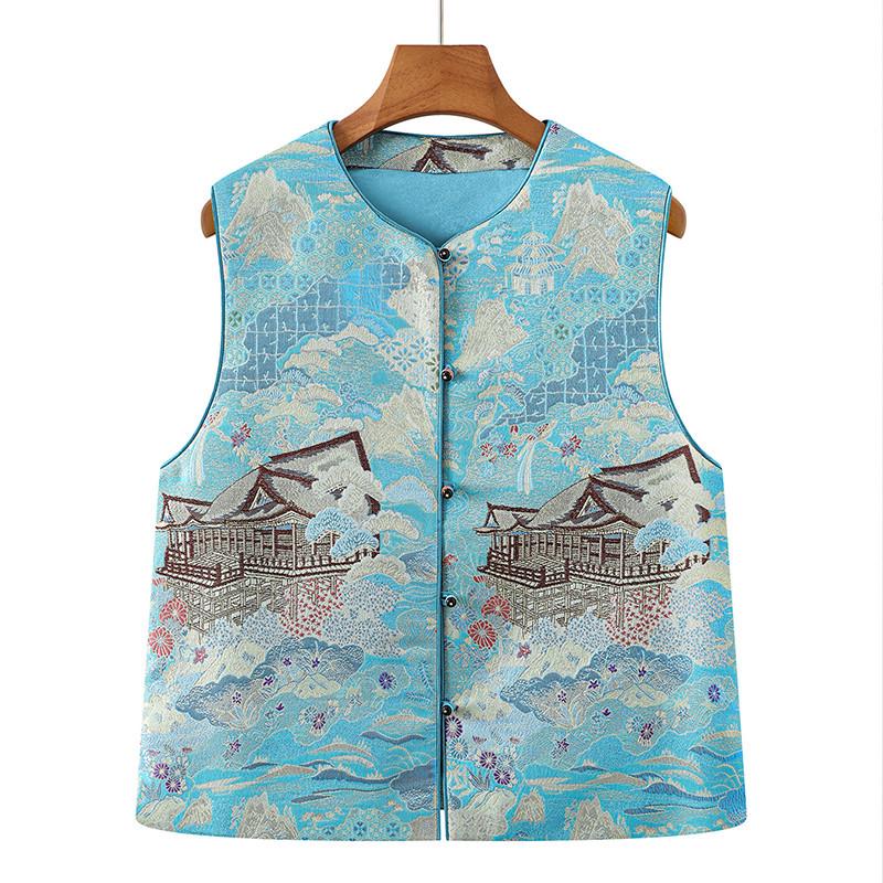 

Elegant Spring & Autumn Tang Suit Vest for Women 2XL - Recommended 105-120 jin небесно-голубой