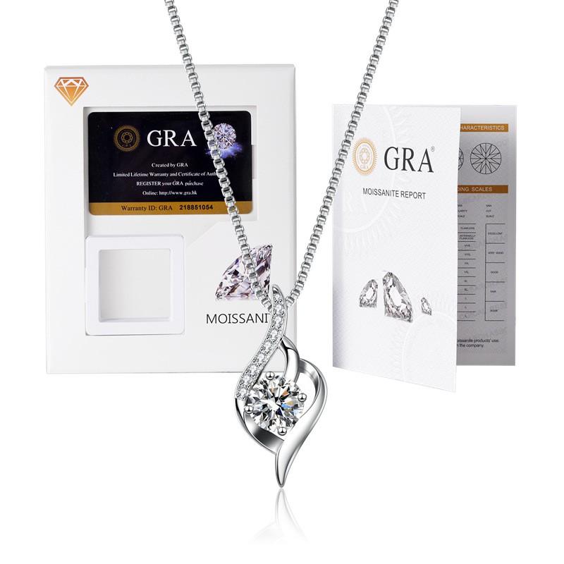 Elegant Moissanite Pendant Necklace With Thick White Gold Plating Hexagonal Crown Design Box Chain 21-50cm Adjustable Length