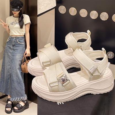 Daddy Sandals Women's Summer New Models with Molded Stickers Platform Muffin Sports Beach Shoes Women