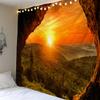 Rock Cave Sunrise 3d Printing Tapestry Reef Rock Cave Sea View Wall Hanging Living Room Bedroom Hall Tapestry Mural 6 Sizes
