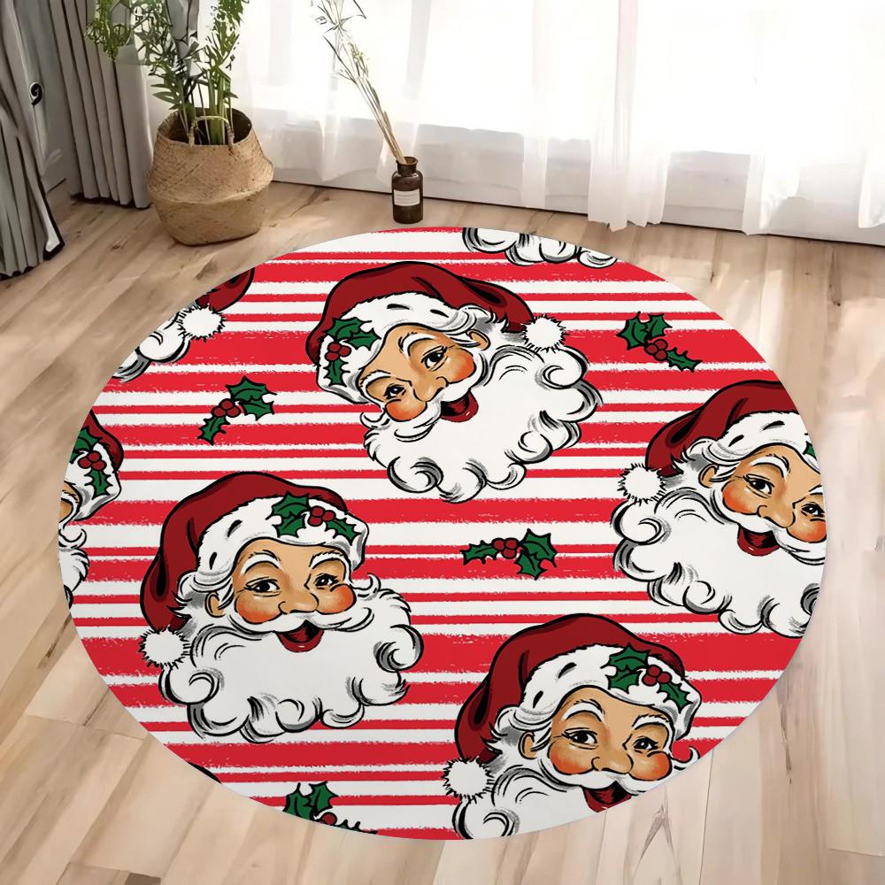 Merry Christmas Carpet Santa Claus Print Rug Living Room Kitchen Non-slip Rug Mat Doormat Outdoor Entrance Home Decoration