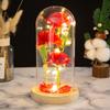 Three Carnations Glass Cover Ornament Mother's Day Gift Simulated Flower LED Luminous Small Gift Merchandise