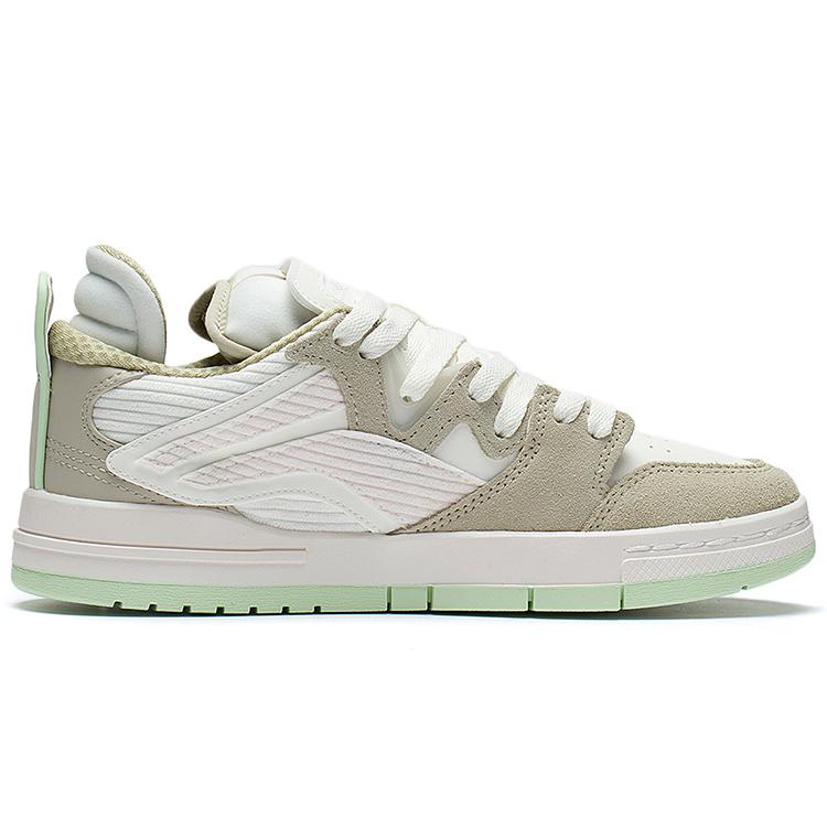 New LiNing Wei Wu PRO Pro Anti-Slip Wear-Resistant Low-Top Skateboard Shoes Women's Plain Khaki AECS052-4