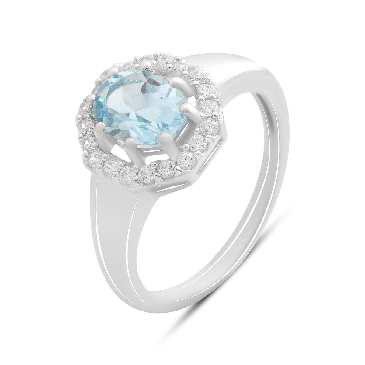 

Silver ring with natural topaz 1.888ct, item weight 3.19 gr (2188384) 17.5 небо синє світло кольору