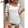 Women's Fashion Casual Solid Color Print Short Sleeve Blouses & Shirts