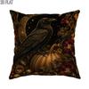 2D Flat 1pc Halloween Gothic Raven Throw Pillow Covers Black Pillowcases One-Sided Printing Without Pillow Inserts Sofa Bed Decor for Bedroom Living R