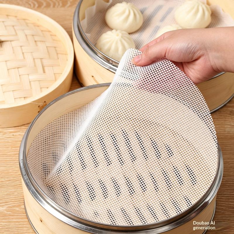 Herbruikbare Siliconen Stoommat Anti-aanbak Dim Sum Mat Stoommand Net Liners Mat Ronde Bakmat Voor Keuken Kookgerei