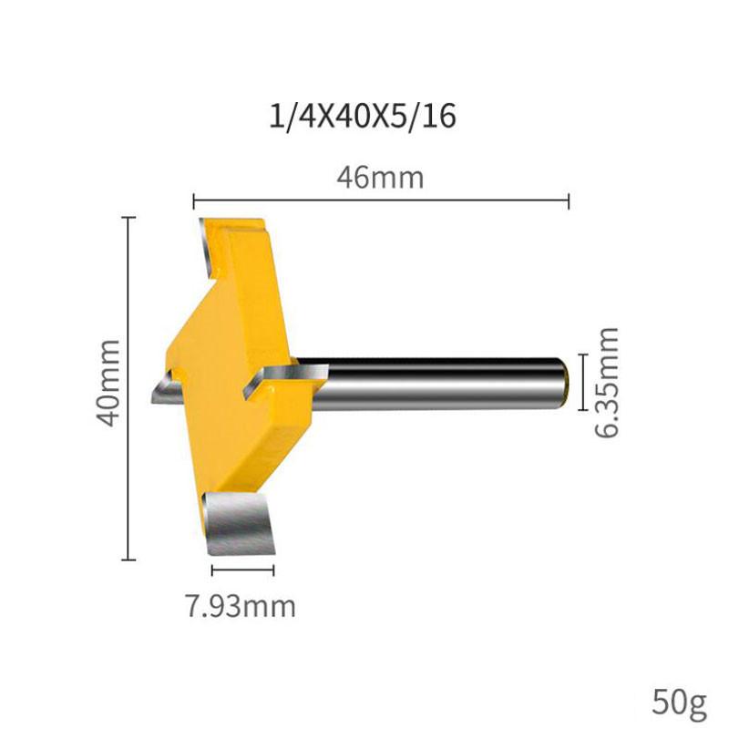 

4-зубная фреза для пазов Т-образного типа, хвостовик 6,35 мм, D 40 мм, деревообрабатывающий инструмент, фрезерные биты для кромочной машины B