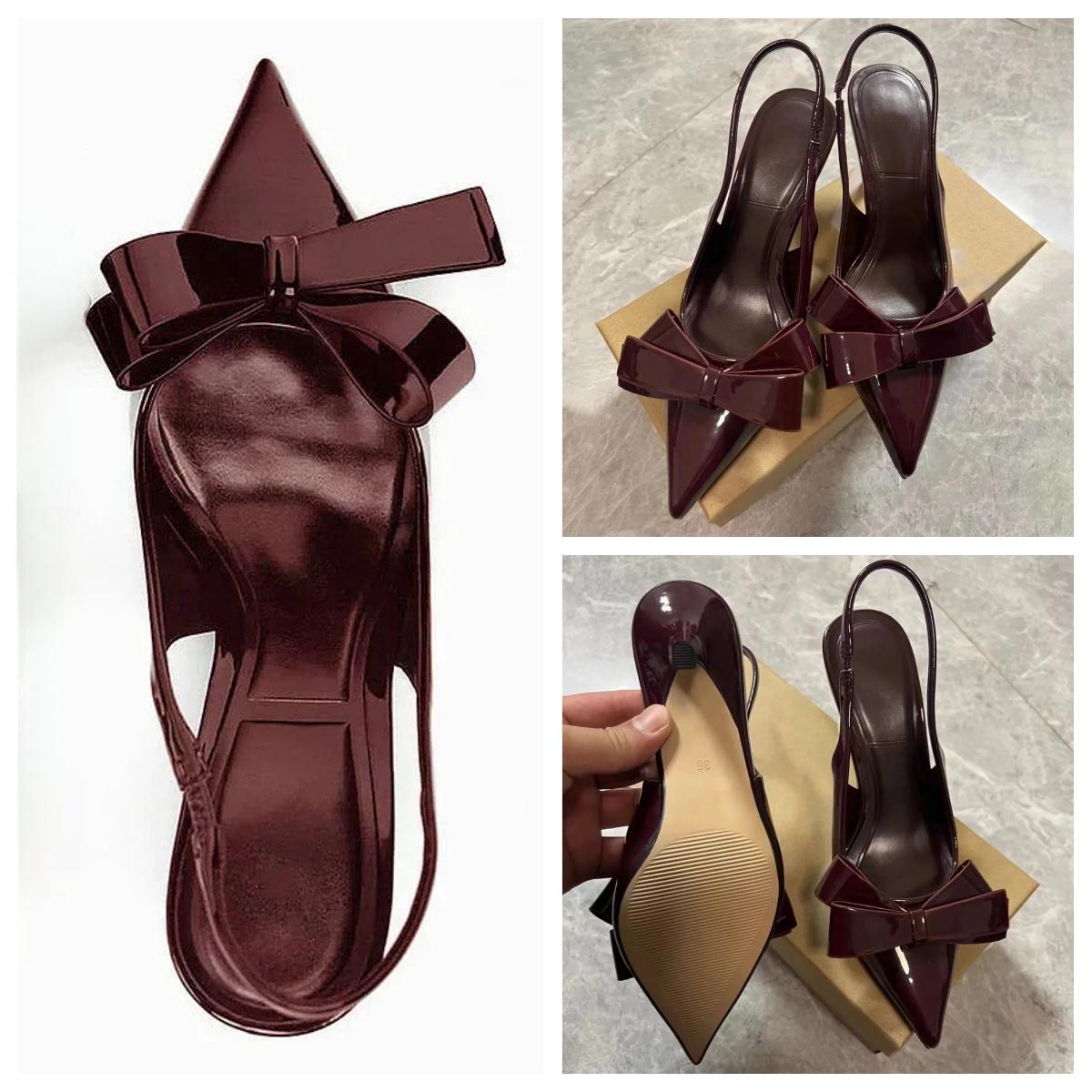 

TRAF Women Red Bowknot High Heels 2024 Chic Leather Pointed Toe Heeled High Heels Stiletto Autumn Elegant Office Lady Pump Shoes 36
