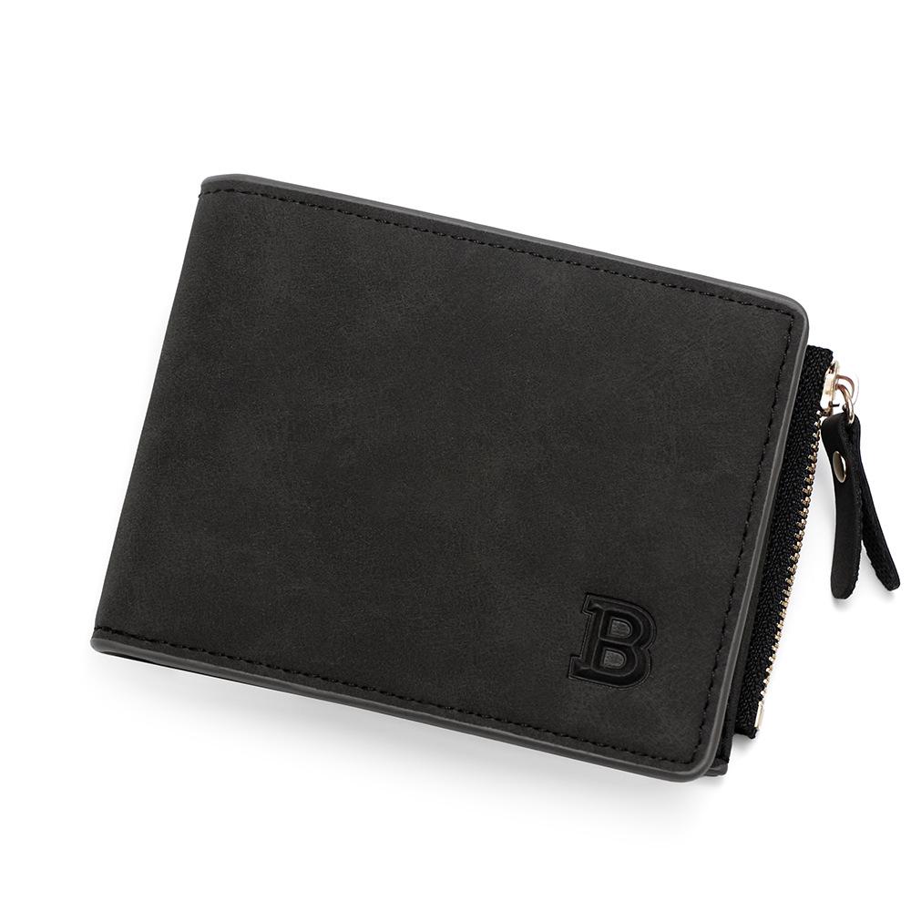 Frosted Men's Short Coin Purse Wallet with Money Clip