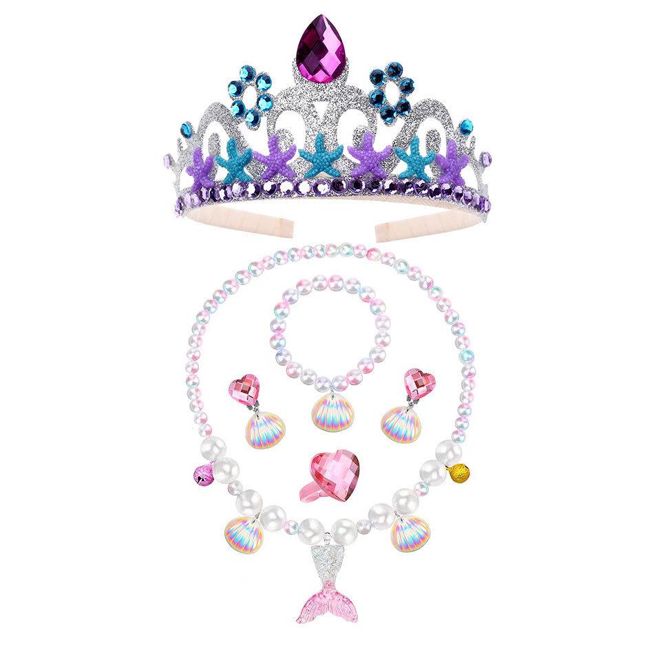Children'S Princess Crown Accessories Necklace Set Bag Accessories Mermaid Generation Children'S Birthday Gift Jewelry