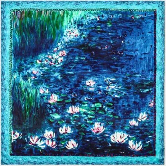 12mm Real Silk Hijab Scarf Luxury Pure Silk Stain Scarfs Soft Silky High Quality Women Designer Oil Painting Printing Head Scarf