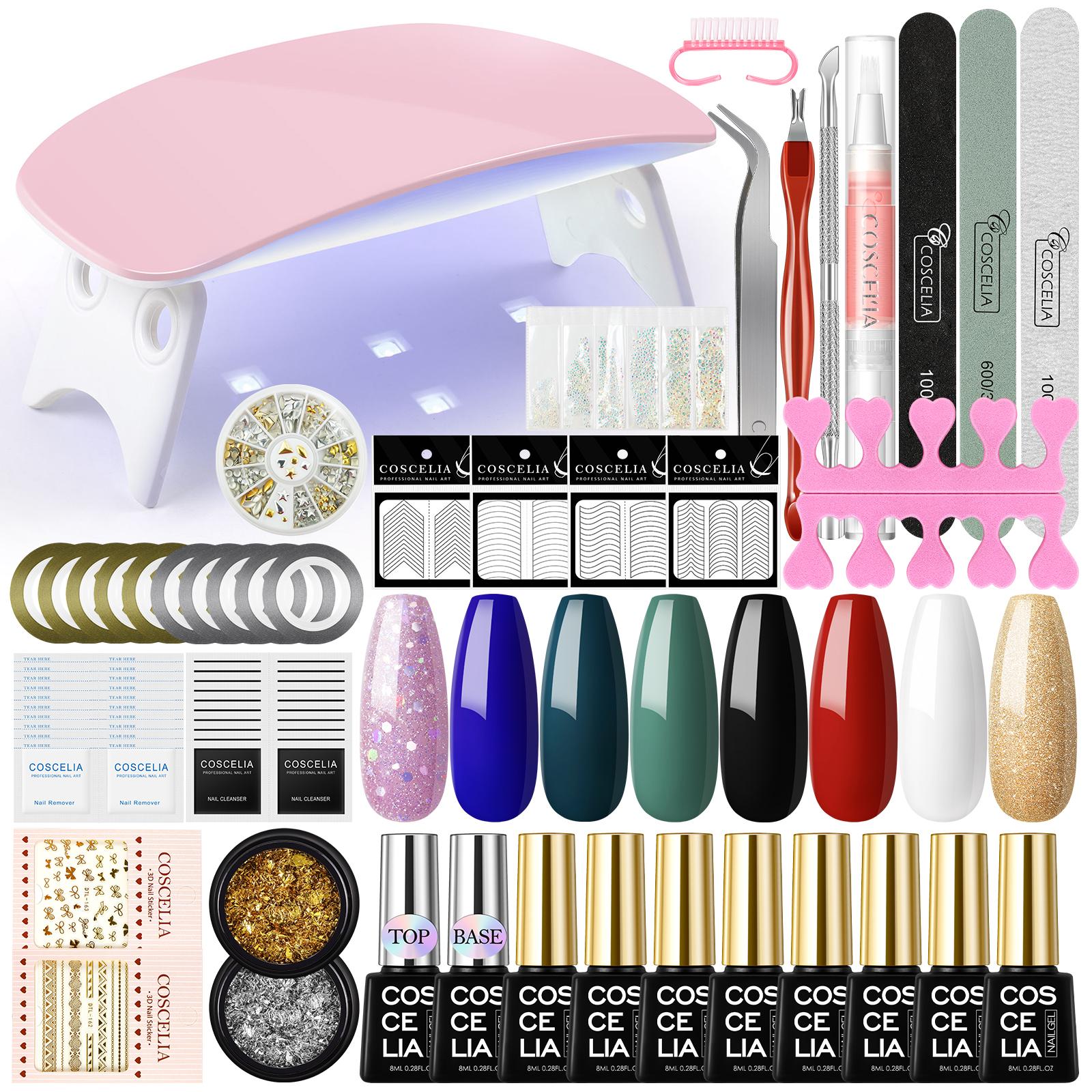 

COSCELIA 8 шт. гель-лак для ногтей УФ-гель комплект сушилка для ногтей лампа верхнее базовое покрытие украшение для ногтей наклейка для ногтей замачиваемый гель-лак набор инструментов для маникюра