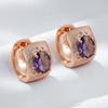 Shiny Purple Natural Zircon Big Hoop Earrings For Women Fashion  Rose Gold Color Party Daily Jewelry Accessories