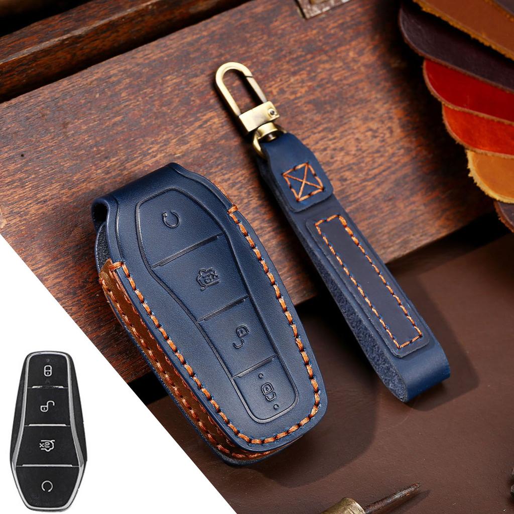 HALLMO Genuine Leather Car Key Case Cover For BYD