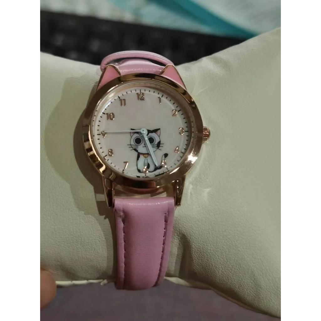 UTHAI Children Watch Girl Pink Cute Cartoon Cat Watch Waterproof 5-15 Year Old Primary School Student Women Fashion Quartz Clock